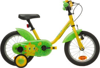 Btwin Dino 14-Inch Children's Bike - Yellow/Green