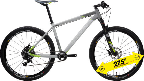 Btwin Rockrider 920 27.5" Mountain Bike - Light Grey/Neon Lime 2017 Cross country (XC) bike